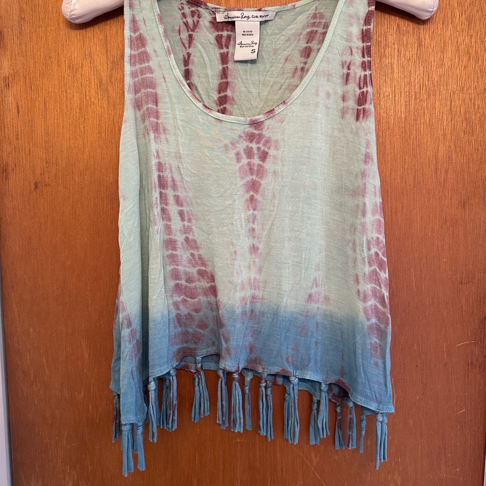 Tie-Dye Fringe Tank Top